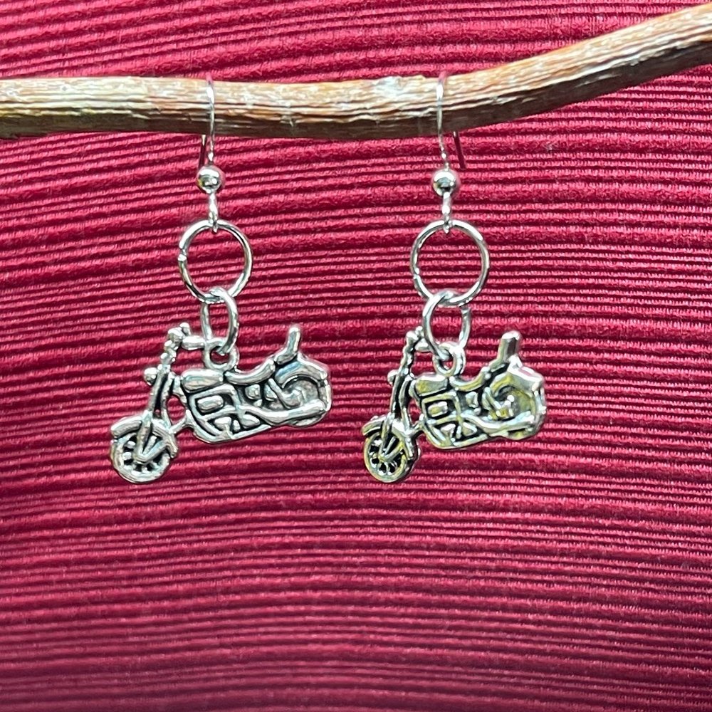 Fun Silver Colored Motorcycle Earrings! Great for the Harley Davidson Rider!